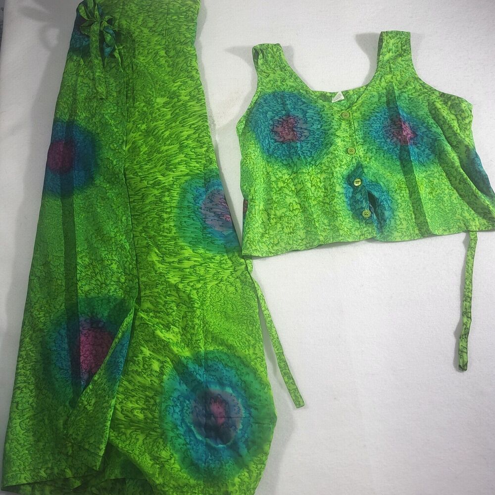 Beachwear 2 Pc Bathing Suit Cover Up Tropical Long Skirt And Tank